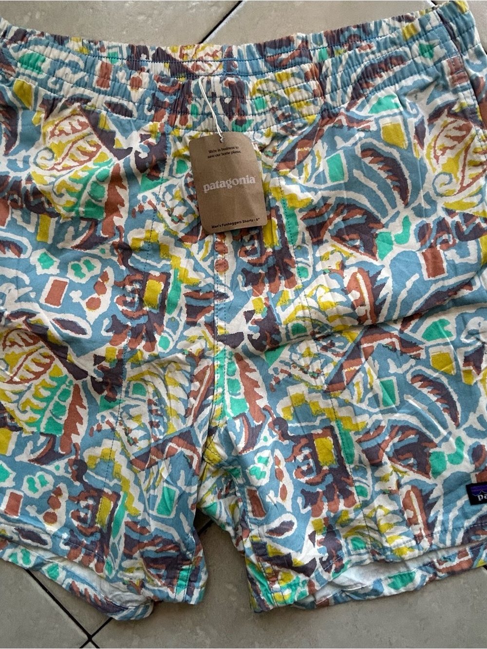 Patagonia Men’s Multi-Color Abstract Print Elastic Waist Shorts